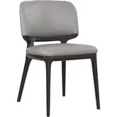 Kanto Dining Chair in Grey Leather & Dark Wood (Set of 2)
